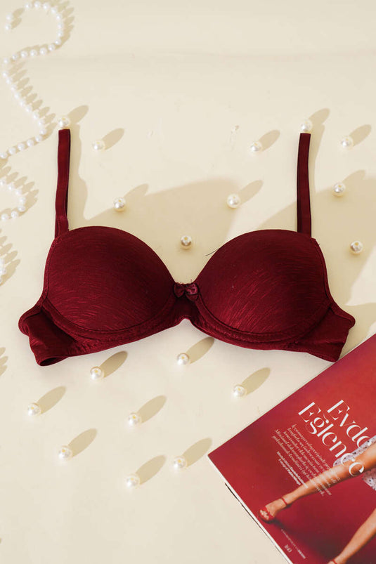 Unpadded Self-Patterned Bra Plum