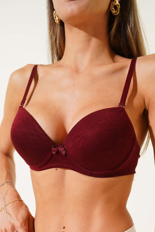 Unpadded Self-Patterned Bra Plum
