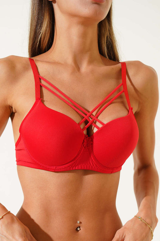 حمالة صدر كروس مايكرو غير مبطنة باللون الأحمر