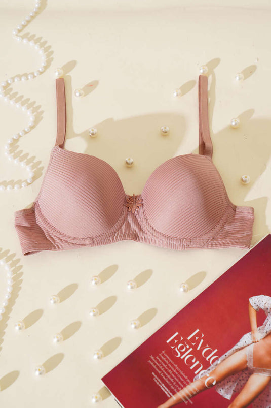 حمالة صدر مخططة غير مبطنة باللون البني