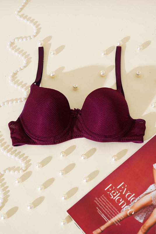 حمالة صدر مخططة غير مبطنة بلون أرجواني