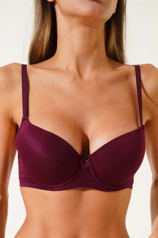 حمالة صدر مخططة غير مبطنة بلون أرجواني