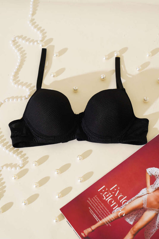 حمالة صدر مخططة غير مبطنة باللون الأسود