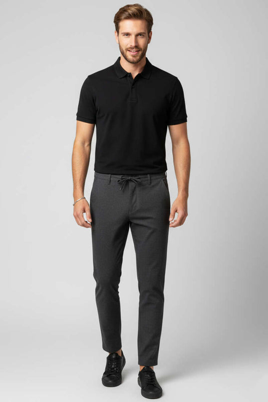 Pilesiz Bel Bağcıklı Erkek Pantolon Füme