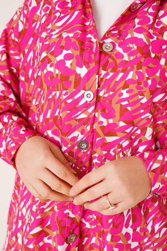 الطباعة الرقمية قميص طويل الفوشيه