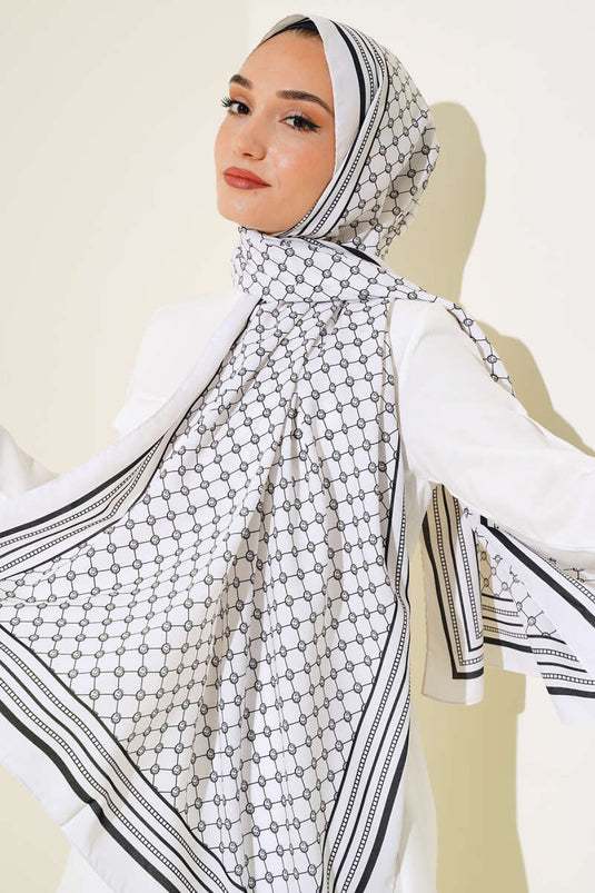 Digital Printed Medina Shawl White