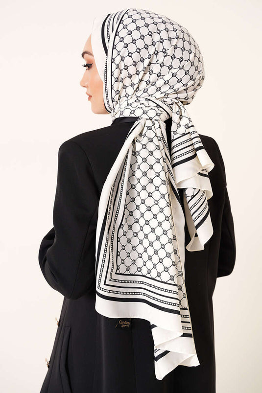 Digital Printed Medina Shawl Ecru