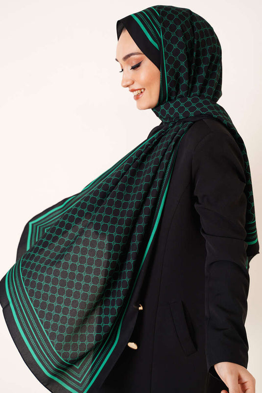 Dijital Baskılı Medine Şal Yeşil