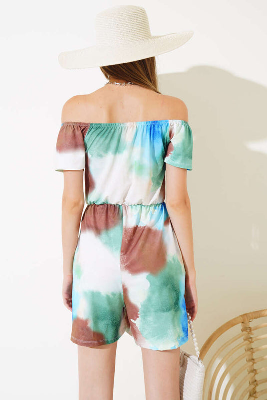 Salopette short marron imprimée numériquement