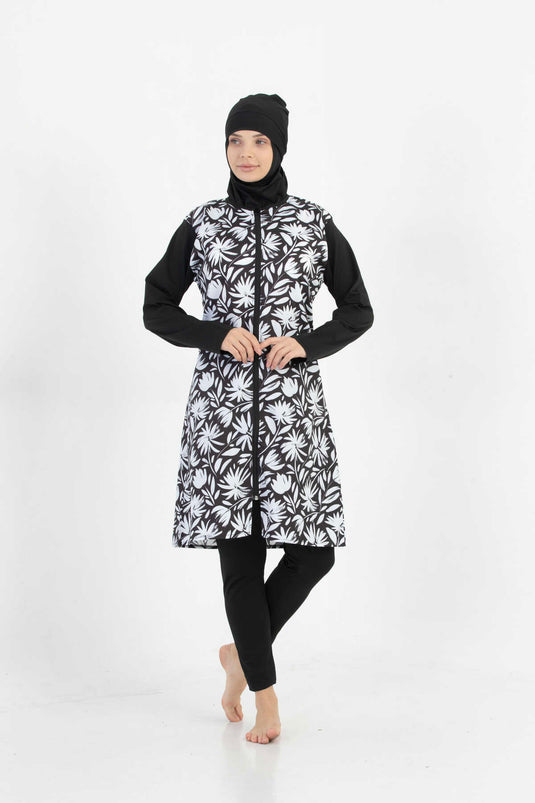 Maillot de bain hijab à motifs numériques -1
