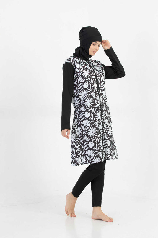 Maillot de bain hijab à motifs numériques -1