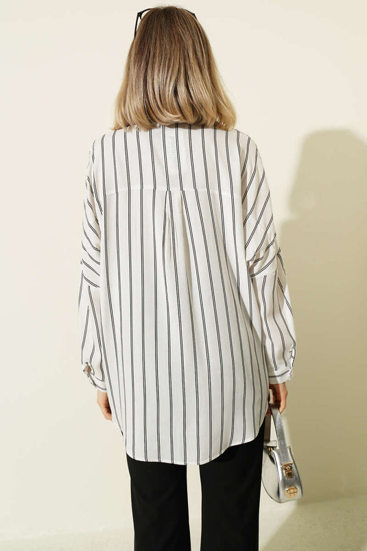 Pinstriped Oversized Shirt Ecru