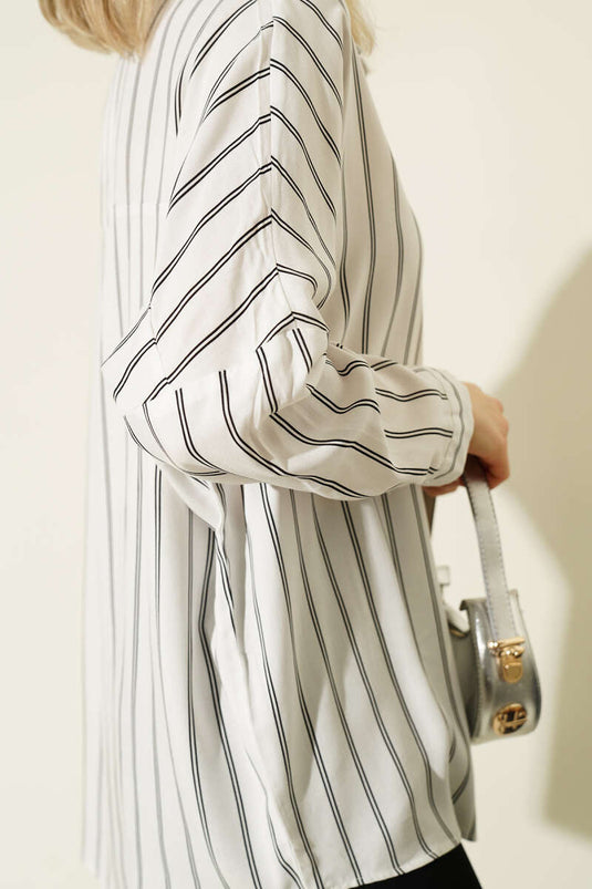 Pinstriped Oversized Shirt Ecru