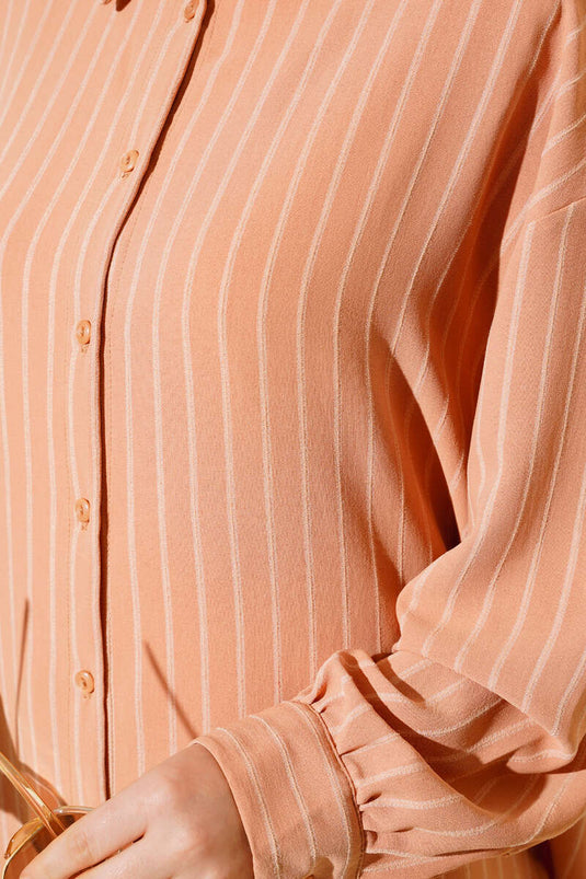 Chemise décontractée droite à rayures Camel