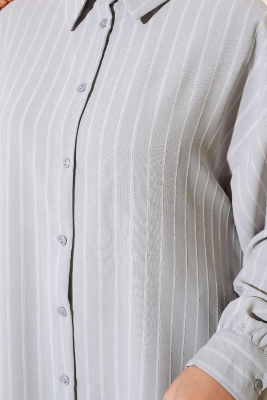 Chemise décontractée à rayures verticales grise