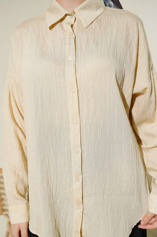Chemise basique beige à rayures en relief Dik