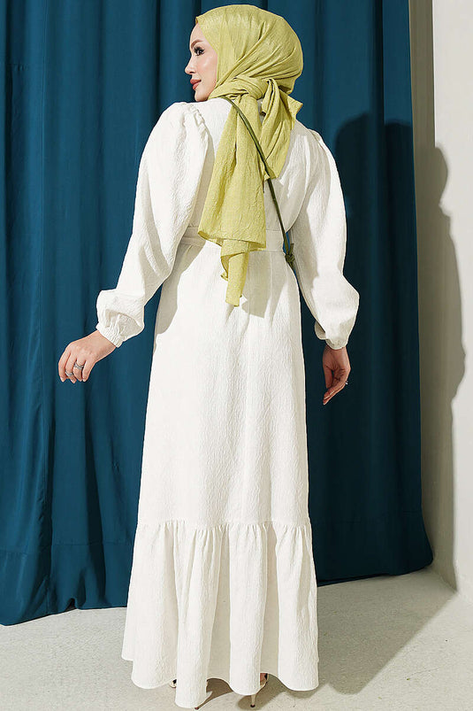 Beige Rollkragenkleid Mit Raffungen
