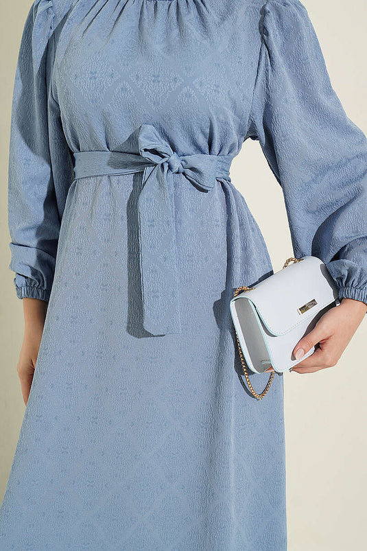 Blauw Getailleerd Coltrui Jurk