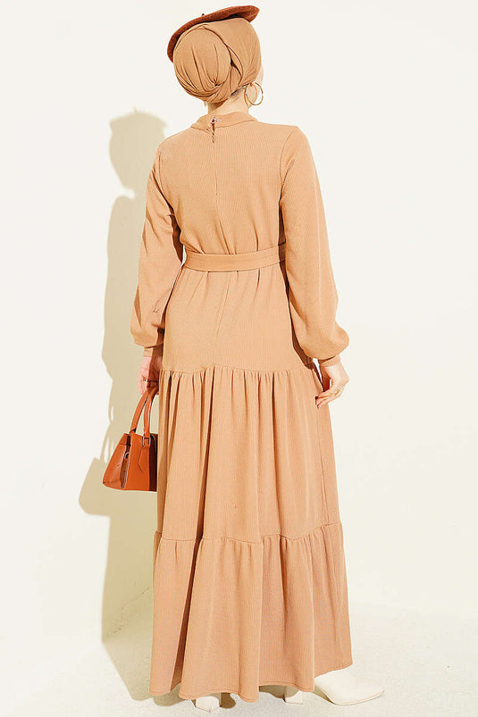 Robe En Maille À Col Rond Et Motif Latte