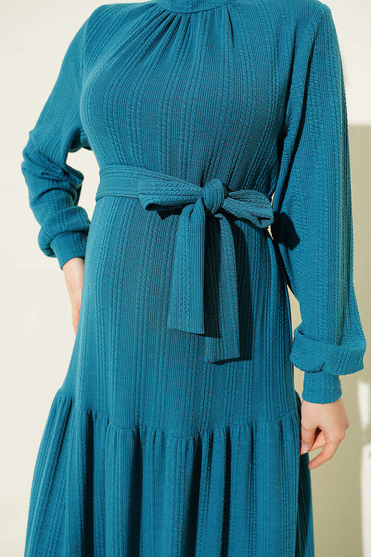 Robe En Maille À Capuche Et Motif Petrol