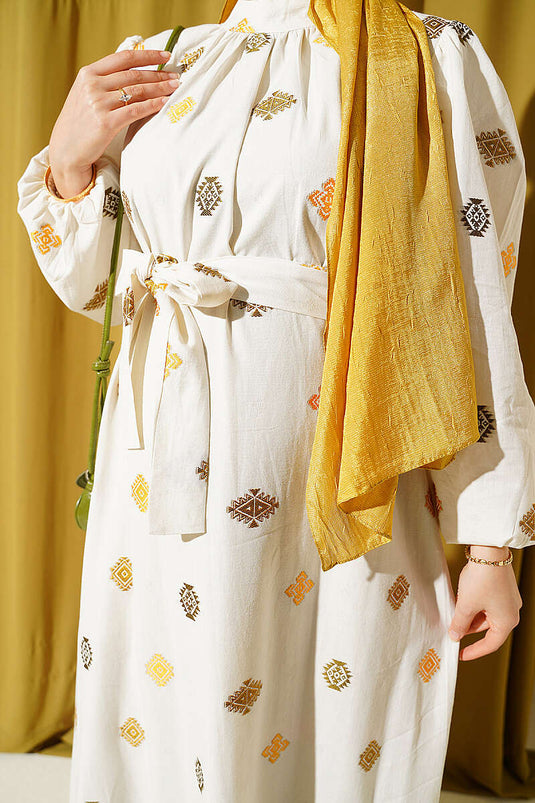 Robe Brodée À Capuche Et Motifs En Kaki