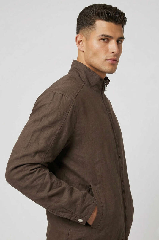 Veste Homme Col Montant Tensel Marron