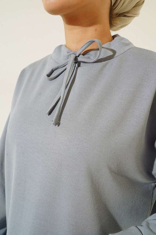 Tunique grise à col montant