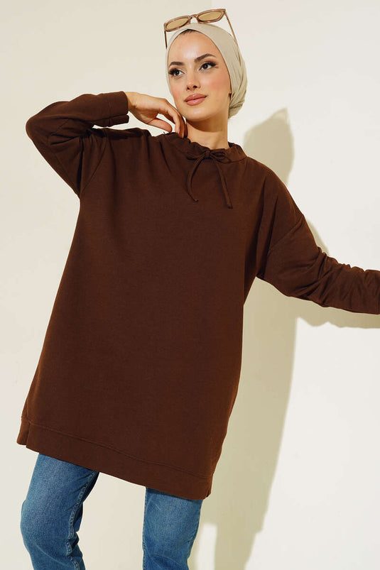 تونيك بياقة عالية بني