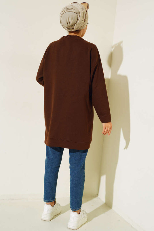 تونيك بياقة عالية بني