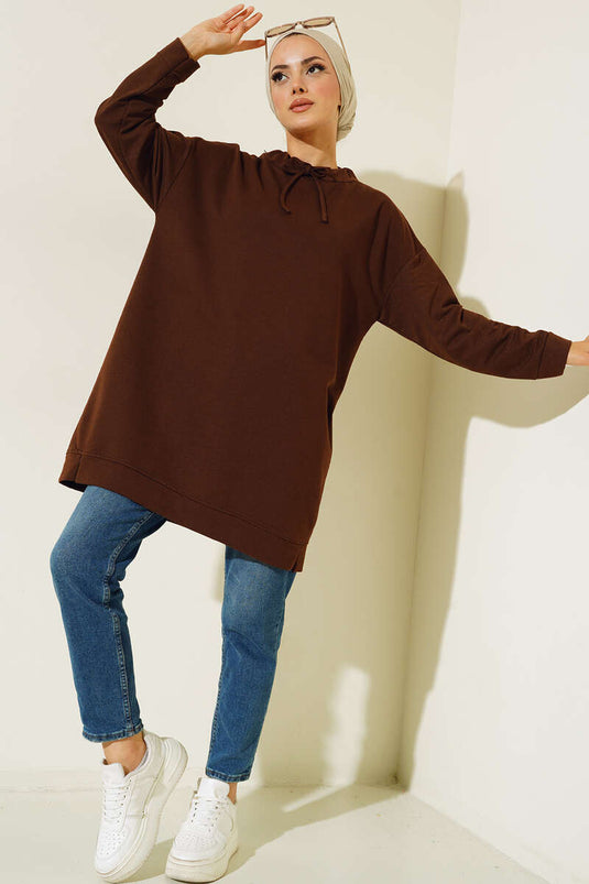 تونيك بياقة عالية بني