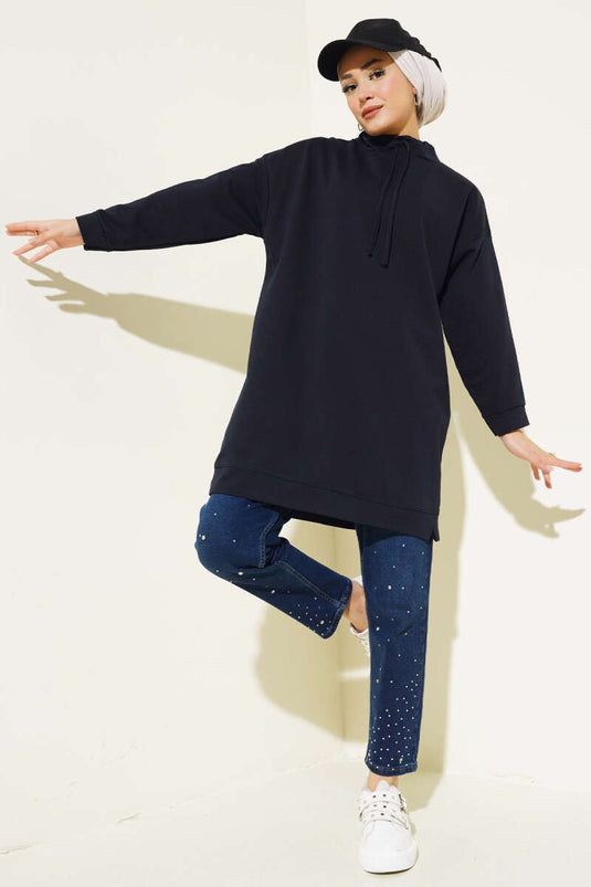 Thick Neck Tunic Navy Blue