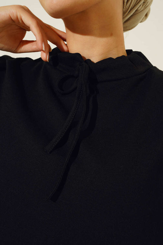 Tunika mit Stehkragen in Schwarz