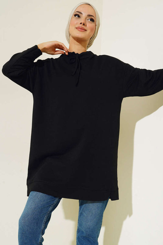 Tunika mit Stehkragen in Schwarz