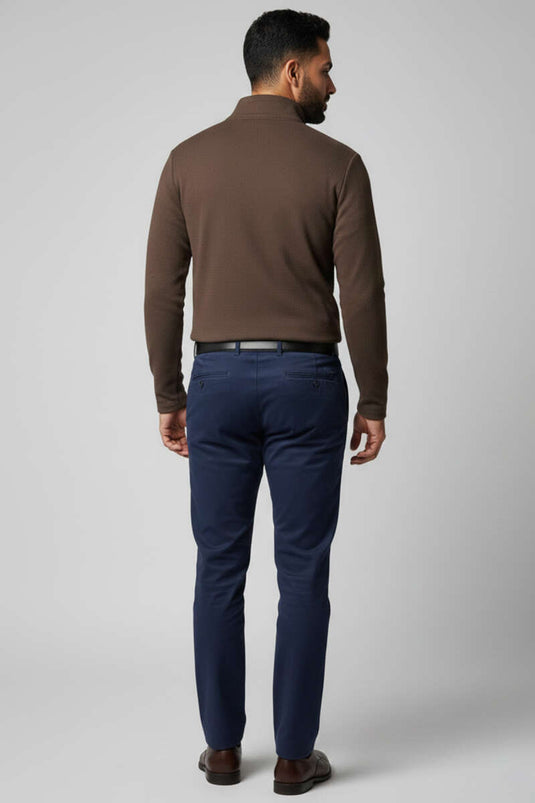 Sweat-shirt homme à col montant avec demi-fermeture éclair Marron