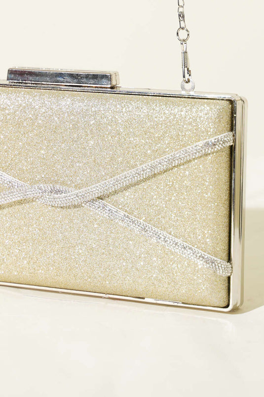 Rechthoekige Schoudertas met Glitter voor Feestelijke Gelegenheden Goud