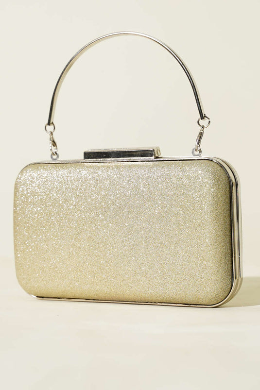 Abendtasche mit rechteckigem Griff Gold