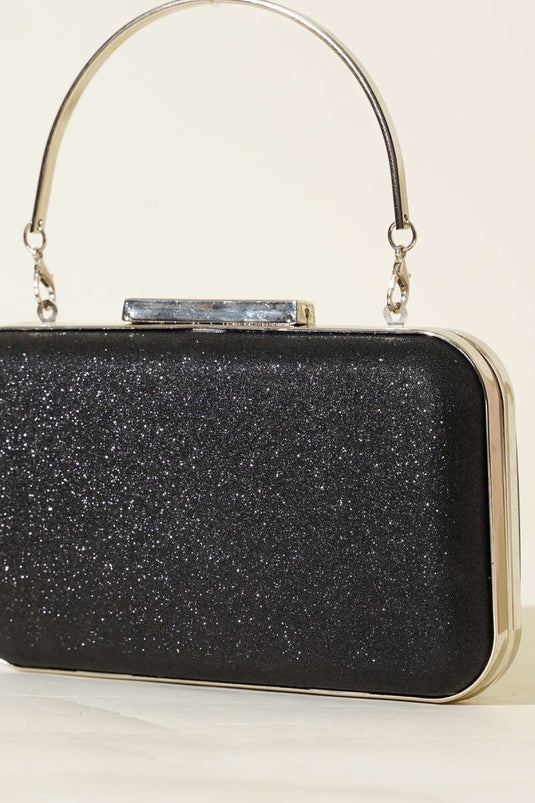 Rectangular Handle Evening Bag, Black