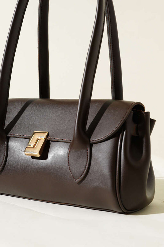 Sac rectangulaire magnétique à longue poignée marron