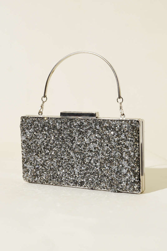 Rectangular Embellished Evening Bag, Smoke Grey