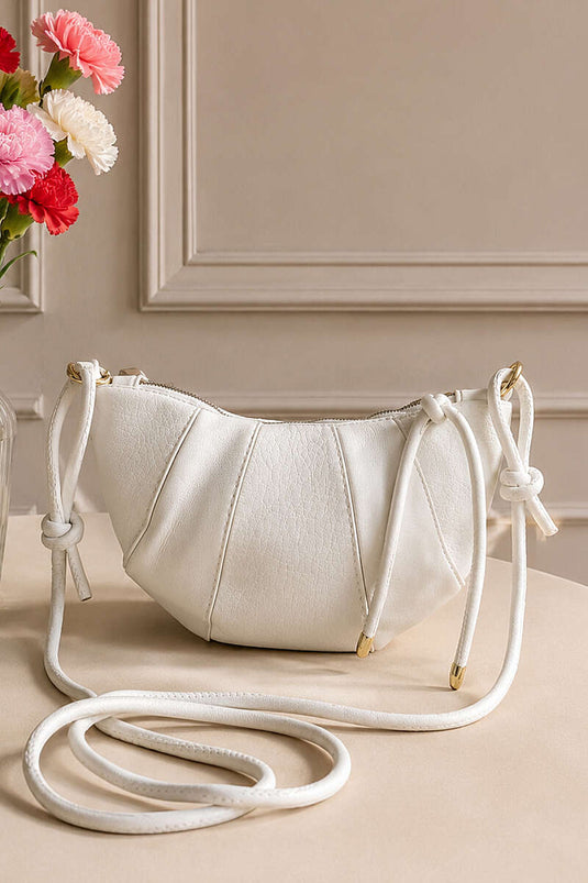 Sac ovale zippé avec détails de couture écru