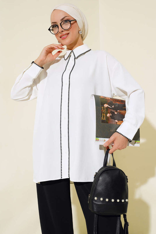 Stitched Detail Two-Piece Set Black