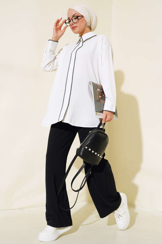 Stitched Detail Two-Piece Set Black