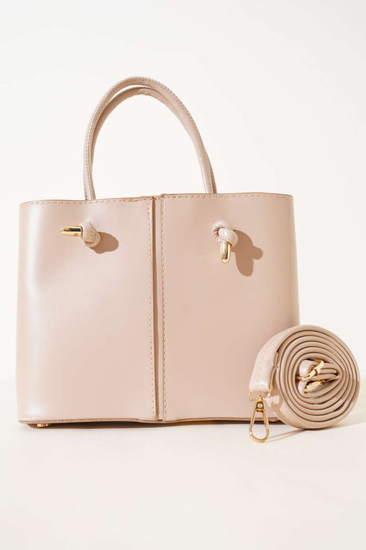 Women's Handbag with Stitching Detail, Beige