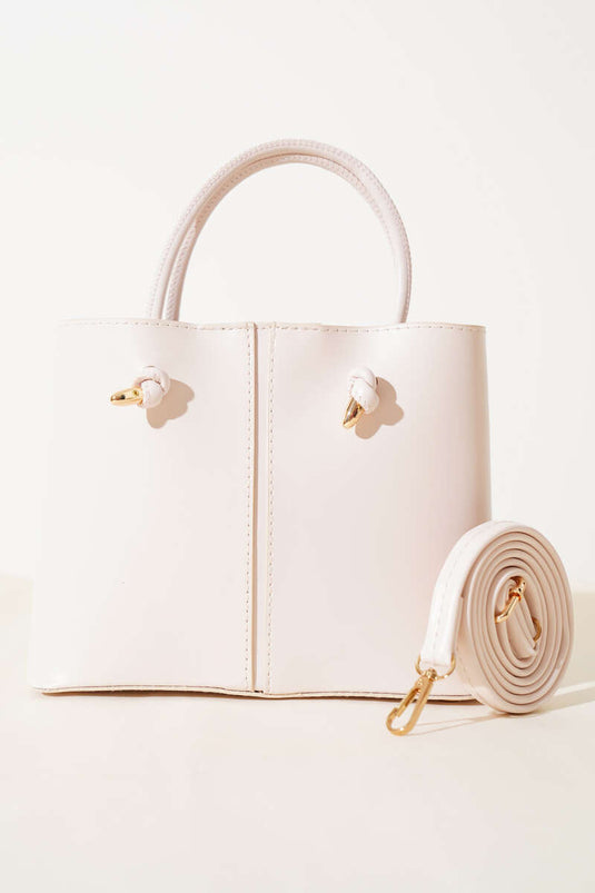 Women's Handbag with Stitching Detail, Cream