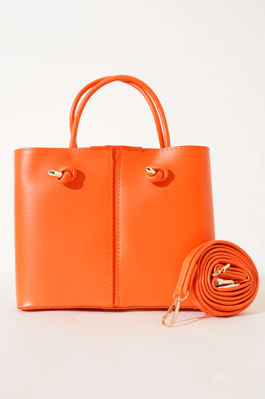 Women's Handbag Orange with Stitching Details