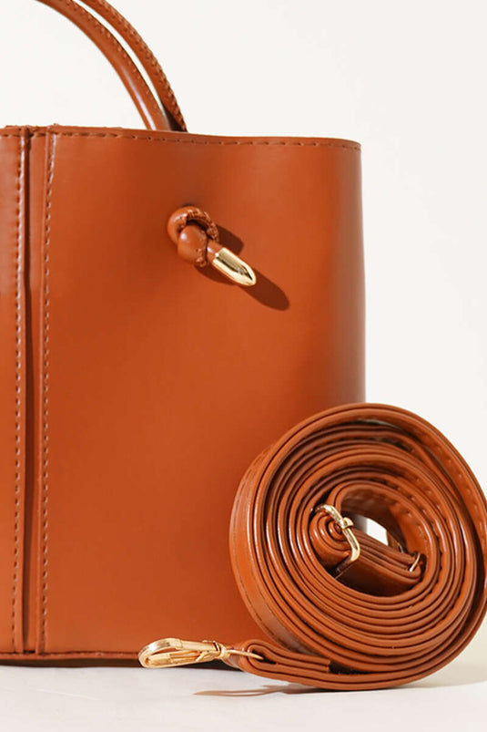 Women's Handbag with Stitching Details, Tan