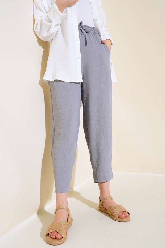 Dikişli Ayrobin Pantolon Kayrak Grisi