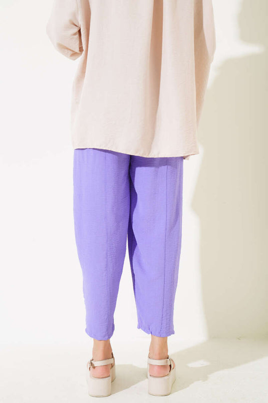 Dikişli Ayrobin Pantolon Lila