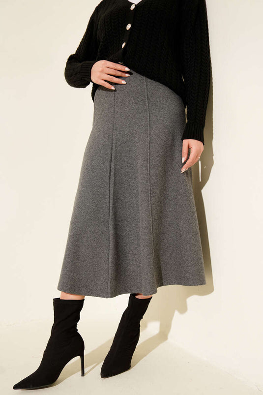 Dikişli Fitilli Kaşe Etek Füme