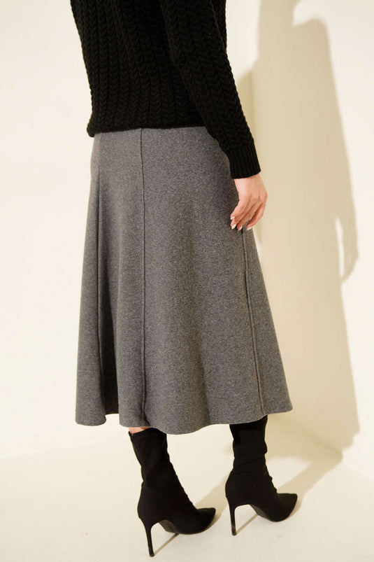 Dikişli Fitilli Kaşe Etek Füme